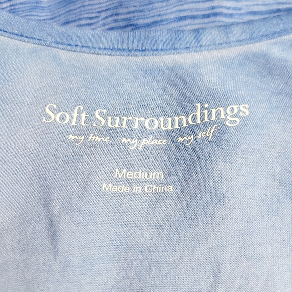 Soft Surroundings Size Medium 100% Silk Sleeveless Tunic Blue Embroidered Beaded - Picture 8 of 9